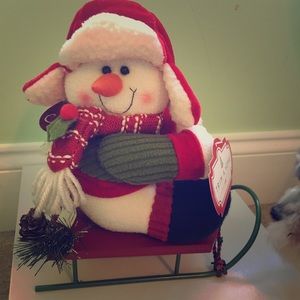 Snowman on sled, Christmas decoration